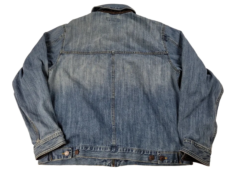 Chaqueta de mezclilla para mujer Orvis cuello y puños de cuero bolsillos con cremallera completa mediana Foto 2 de 4