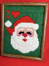 Santa ❤️ CREATIVE CIRCLE 2506 I LOVE SANTA NEEDLEWORK CHRISTMAS KIT YARN  Framed