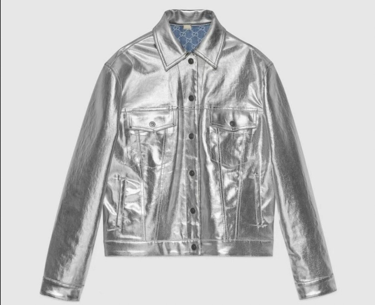 GUCCI - GUCCI グッチ SAMPLE/22AW GG Reversible Denim Jacket リバーシブル オーバーデニムジャケット 693151 シルバー インディゴ 40 GG reversible denim jacket in blue and beige and ebony