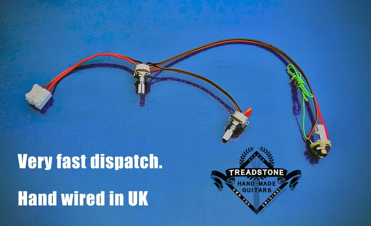 Solderless Guitar Wiring Harness rig vol tone pots jack socket heavy duty