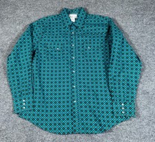 Wrangler Geometric Pattern Western Shirt Adult XL Blue Black Pearl Snap Cowboy