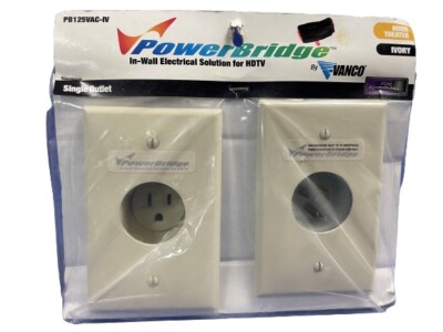 Vanco PB125VAC-IV, In-Wall Flat Screen TV Single Electrical Outlet, Ivory, NEW