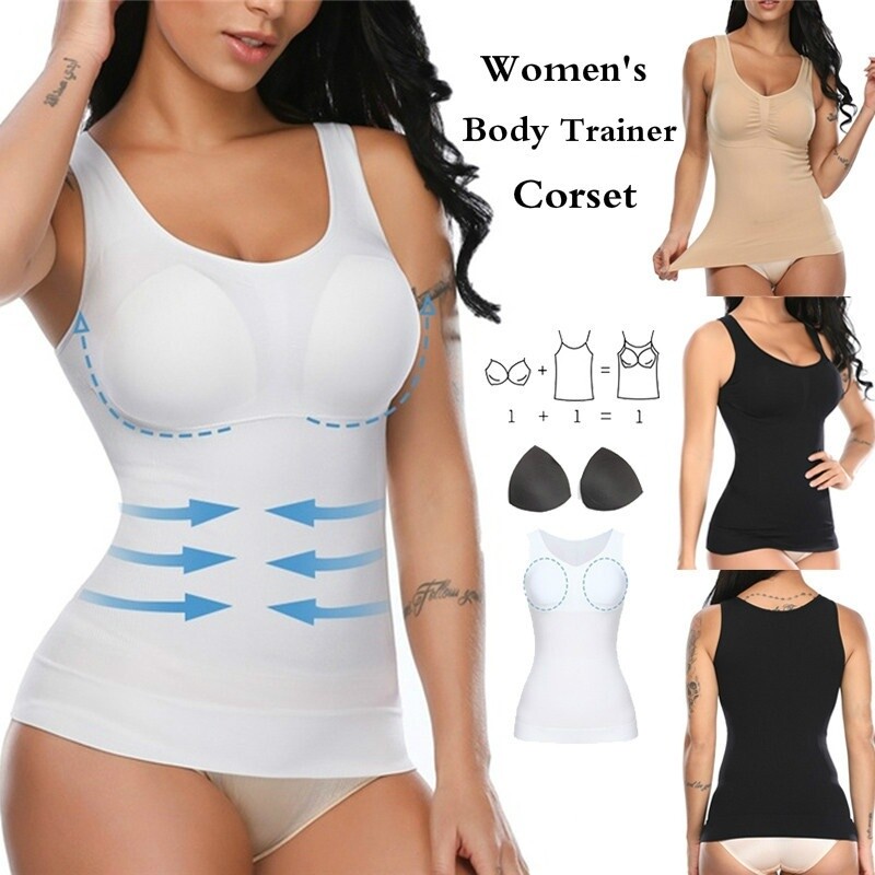 Women's Built-in Bra Camisole Vest Tummy Control Shapewear Tank Top