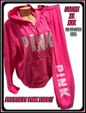 VICTORIAS SECRET PINK HOODIE JOGGER PANTS 2PC SET PINK BUBBLE GUM SO NICE