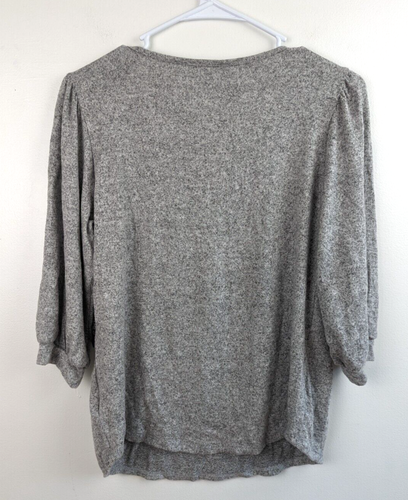 Ava James Womens Petite Grey Soft Paris Love 3/4 Sleeve Top Size PM NWT - Picture 7 of 9