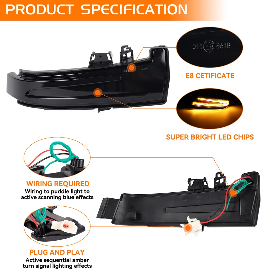 2x Luz de señal de giro de espejo lateral LED secuencial para Mercedes Benz W204 W212 W176 Foto 4 de 4