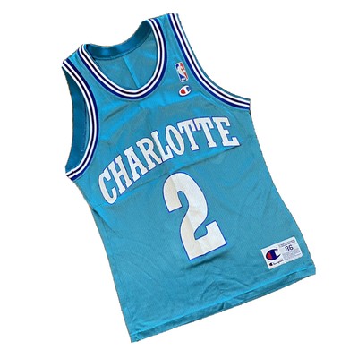 Vintage 90s Larry Johnson Charlotte Hornets Champion Jersey Size 36 Ebay