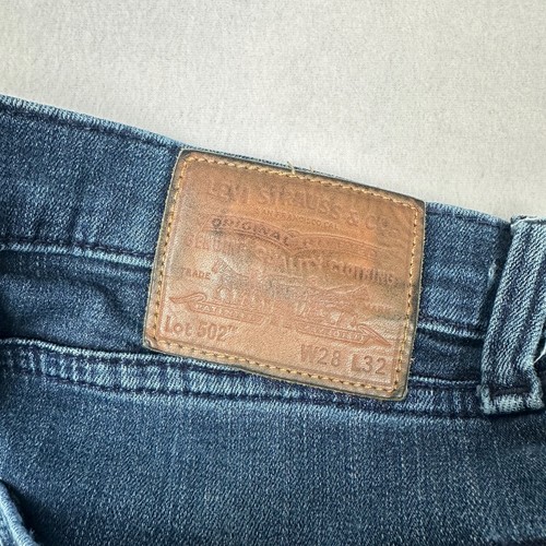 Jeans Levis para hombre 28x32 azul (se adapta a 27x29) 502 bigote desteñido desgastado premium - Imagen 10 de 15