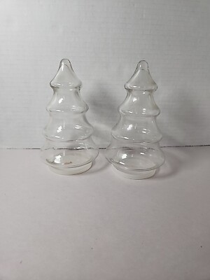 Tree Shape Containers Vintage Clear Glass Christmas Tree Shape Candy Containers With Lids 6 ...
