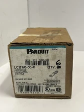 NEW(BOX OF 6)Panduit - LCB1/0-56-X COPPER LUG LONG BARREL ONE HOLE