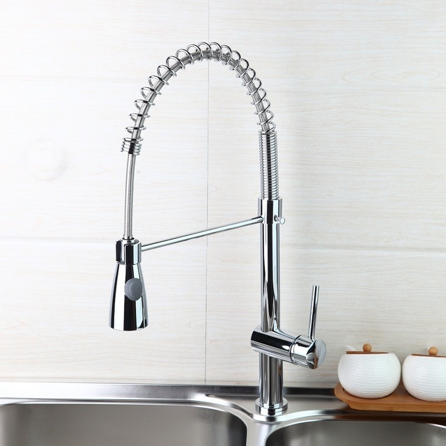 Doubs Deck Mounted Kitchen Sink Faucet with Pull-Down Sprayer