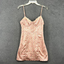 Victoria & Sophia Slip Dress Womens Small Pink floral Satin mini Y2K chic
