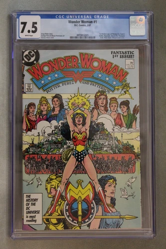 Wonder Woman #1 ~ 2/1987 CGC Graded at 7.5 with White Pages "Wraparound Cover!"