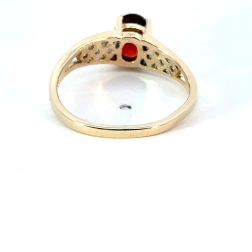 Anillo Piedra Roja Dama Oro Amarillo 10K 1.9g Tamaño:5.75 (MI1066708) - Imagen 13 de 15