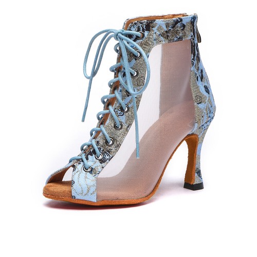 Frauen-Ballsaal Latein Tanzschuhe Damen Tango Salsa Jazzstiefel 10 cm Absatz Tanz - Bild 8 von 15