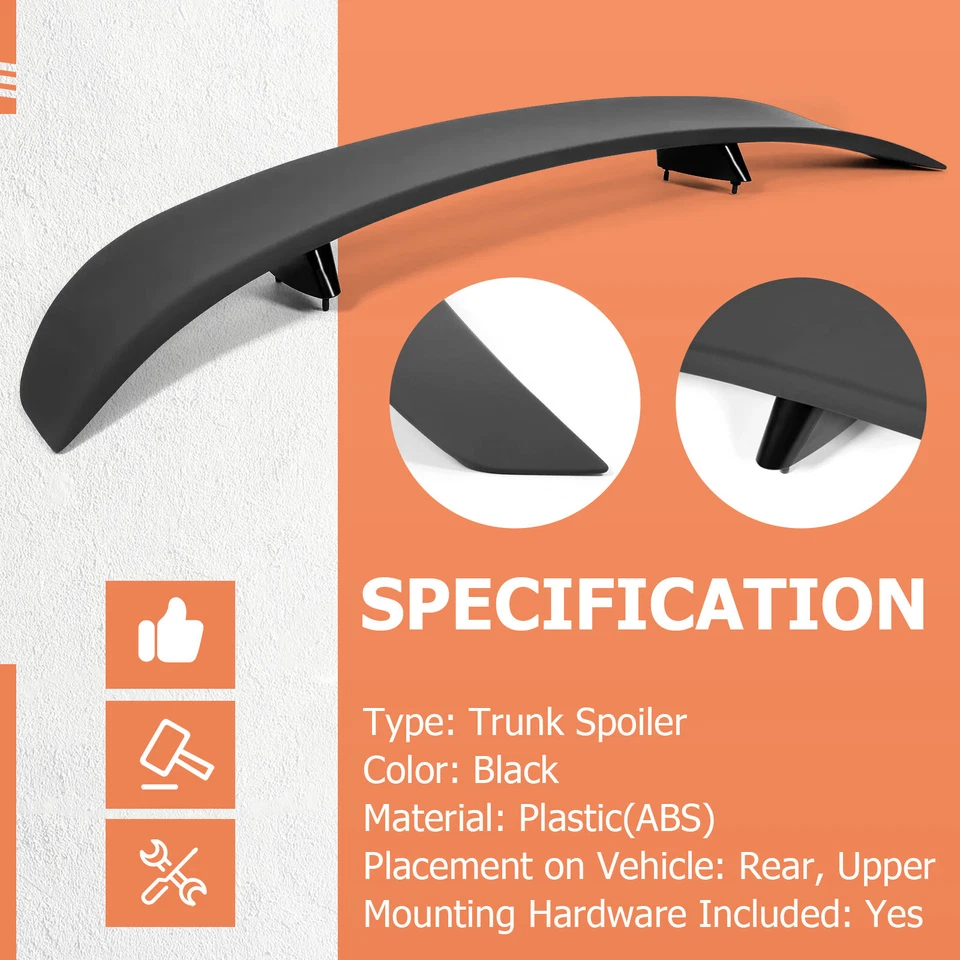 Matte Black Rear Trunk Wing Spoiler ABS For 2006-10 Dodge Charger Factory Style - Imagem 4 de 4