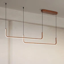 Sedelan Wood Linear Chandelier - LED Modern Pendant Light Fixture