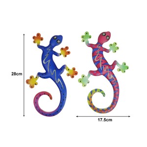 2x Set Gecko Wall Art Ornament Metal Geckos Lizard Wall Hanging Home Decor 28cm Ebay