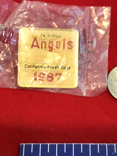 Vintage CALIFORNIA Angels Lapel- Hat- Jacket Pin 'California Fresh Eggs 1987' - Picture 3 of 3
