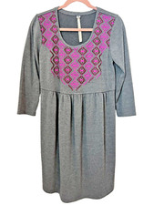 Uncle Frank Women's  Purple Gray Knit Sweater Dress Embroidered Medium