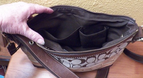 COACH Signature Brown Suede Leather Studded Crossbody Purse Bag F13078 EUC - Picture 4 of 6