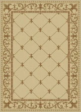 Ivory Lines Waves Oriental Area Rug Bordered Swirls Flur De Lis Persien Carpet