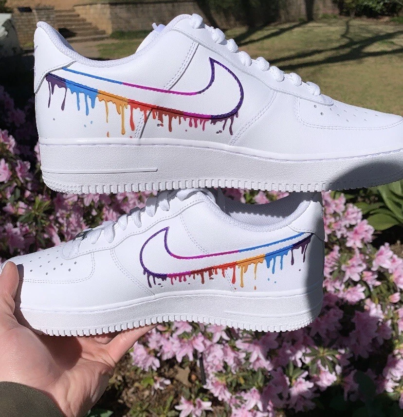 CUSTOM RAINBOW LV DRIP AIR FORCE 1 - Ships Instantly - Derivation Customs -  Custom sneakers Swarovski trainers