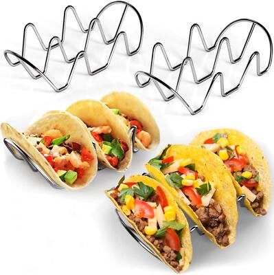 Premium Taco Holders 4 Pack Stainless Steel Taco Stands Holds 12 Tacos Fits Most