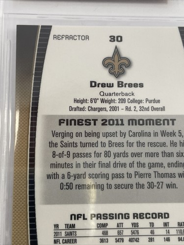 2012 Drew Brees Topps Finest Pulsar Refractor 04/10 Beckett BGS 9.5 🔥Saints - Picture 8 of 8