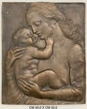 MESSINA FRANCESCO MADONNA CON BAMBINO BASSORILIEVO IN BRONZO PEZZO UNICO