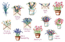 SWEET FLORAL SAYINGS STICKERS USA MADE #29A Thinking of You Thank You FAST SHIP