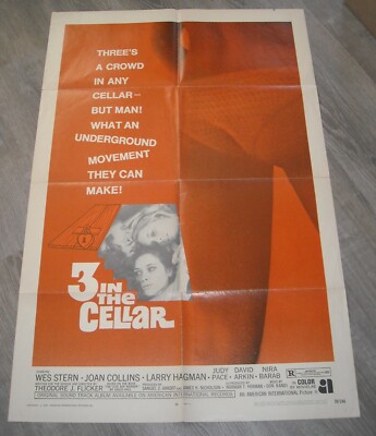 3 in the CELLAR 1 SHEET MOVIE POSTER 1970 WES STERN JOAN COLLINS LARRY HAGMAN