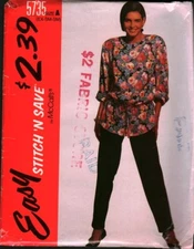 5735 Vintage McCalls SEWING Pattern Misses 1990s Tunic Pants Stretch Knit UNCUT