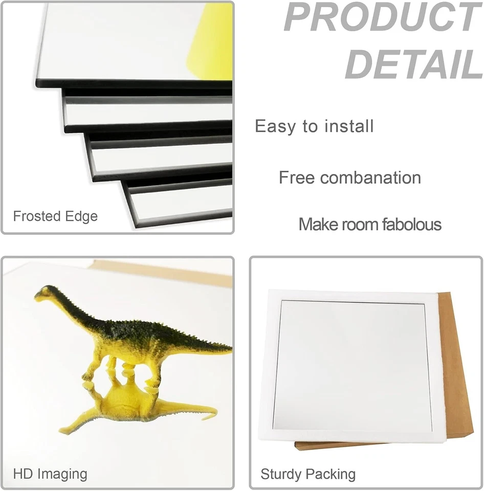 Espejo De Pared De Cristal Sin Marco De Cuerpo Entero 8 Piezas Cuadradas 14x12'' - Image 3 of 4