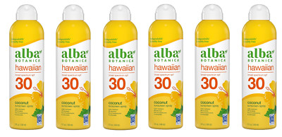 Alba Botanica Hawaiian Coconut Sunscreen Spray, SPF 30, 5 oz (Pack of 6)