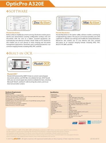 Plustek OpticPro A320E Flatbed Large Format Graphic Document A3 Scanner 800dpi - Picture 9 of 11