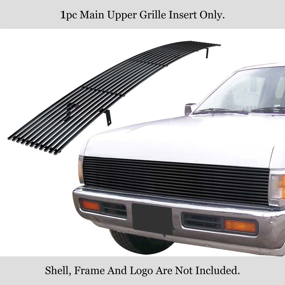 Se adapta a camioneta Nissan 1986-1997 superior principal negro horizontal billet parrilla inserto Foto 2 de 4
