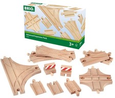 World 33307 - Advanced Expansion Pack - 11 Piece Set of Wooden Train Tracks for