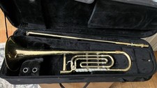 VINTAGE 1964 OLDS AMBASSADOR TROMBONE MODEL A-20 WITH F ATTACHMENT PROTEC CASE