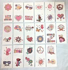 Metalic flash temporary skin tattoos. Retro Groovy 36 shiny. peace, disco 