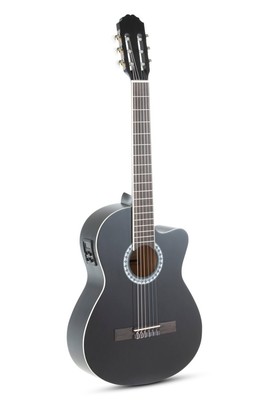 GEWA Basic 4/4 Classical Cutaway Electric-Acoustic Guitar   Black w/ EQ & Tuner