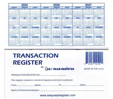 12 Checkbook Transaction Registers 2025-2026-2027 Calendars Check Book Bank ...