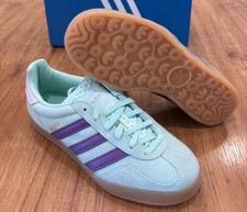 Adidas Gazelle Indoor "Clear Mint Active Purple  Colorway Women Size 8 JQ0192