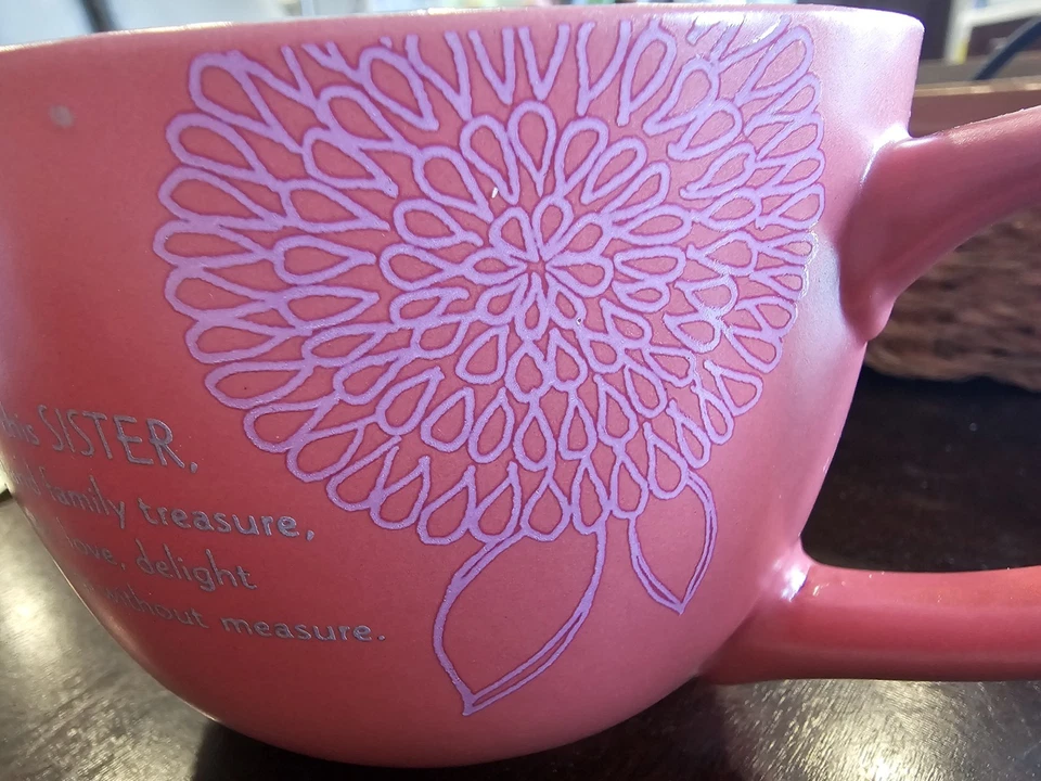 Caneca Abbey Press Romans 1:9 Sister Blessings Treasure Prayers rosa floral - Imagem 2 de 4