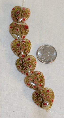 K259 18mm millefiore glass heart beads. will combine to save on shipping