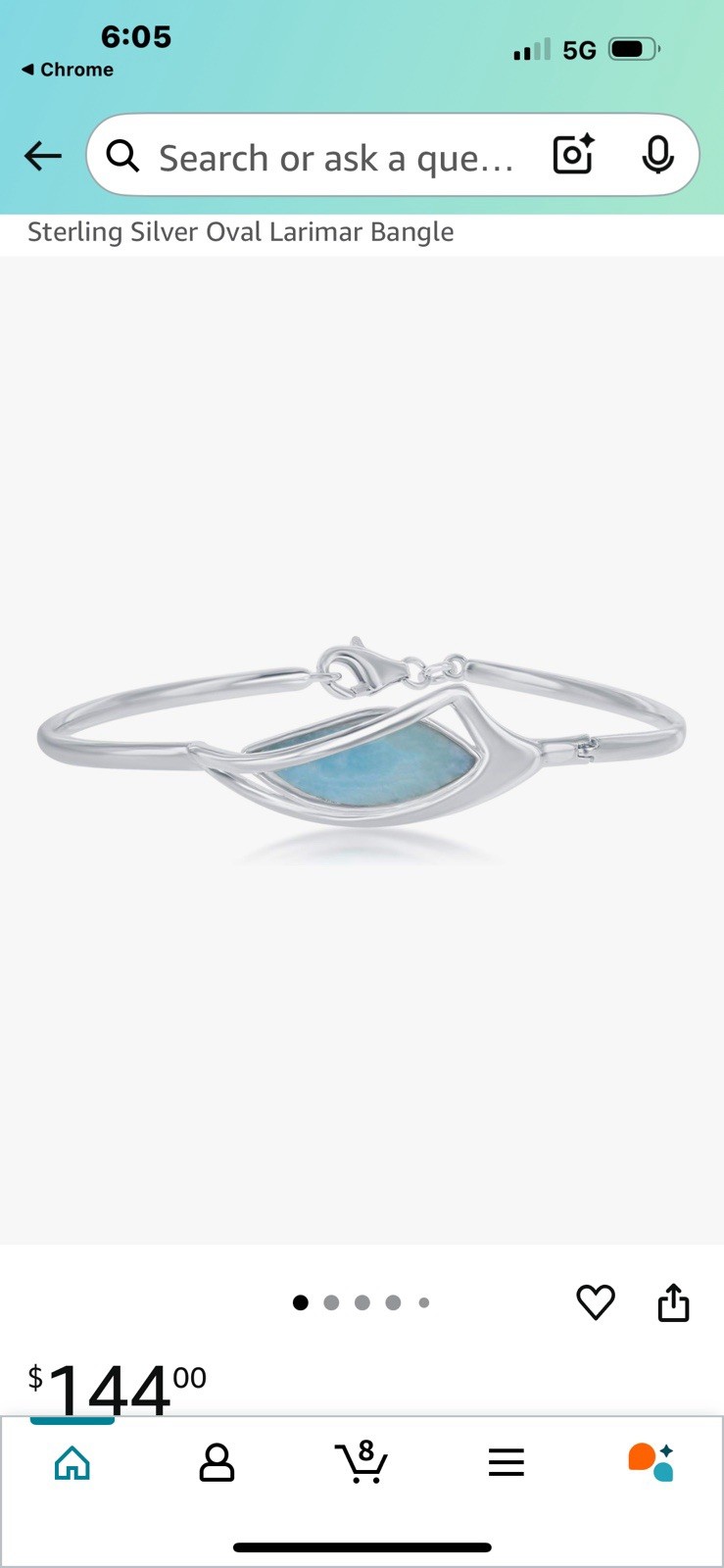 Natural Larimar Oval Bangle Solid 925 Sterling Si… - image 4
