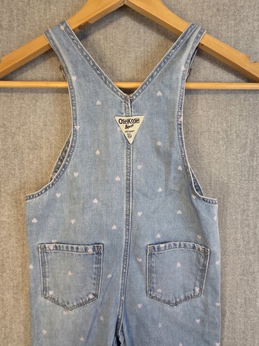 Oshkosh BGosh Tuta Bambina All Over Stampa Cuore Denim Blu Bianco Gilet 2T - Foto 7 di 11