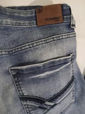 Flypaper Jeans Mens 38x34 Blue Straight Leg Stretch Denim Embroidered 