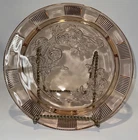 Federal Glass Sharon Pink Cabbage Rose Footed Cup Cake Plate Vintage 1930's