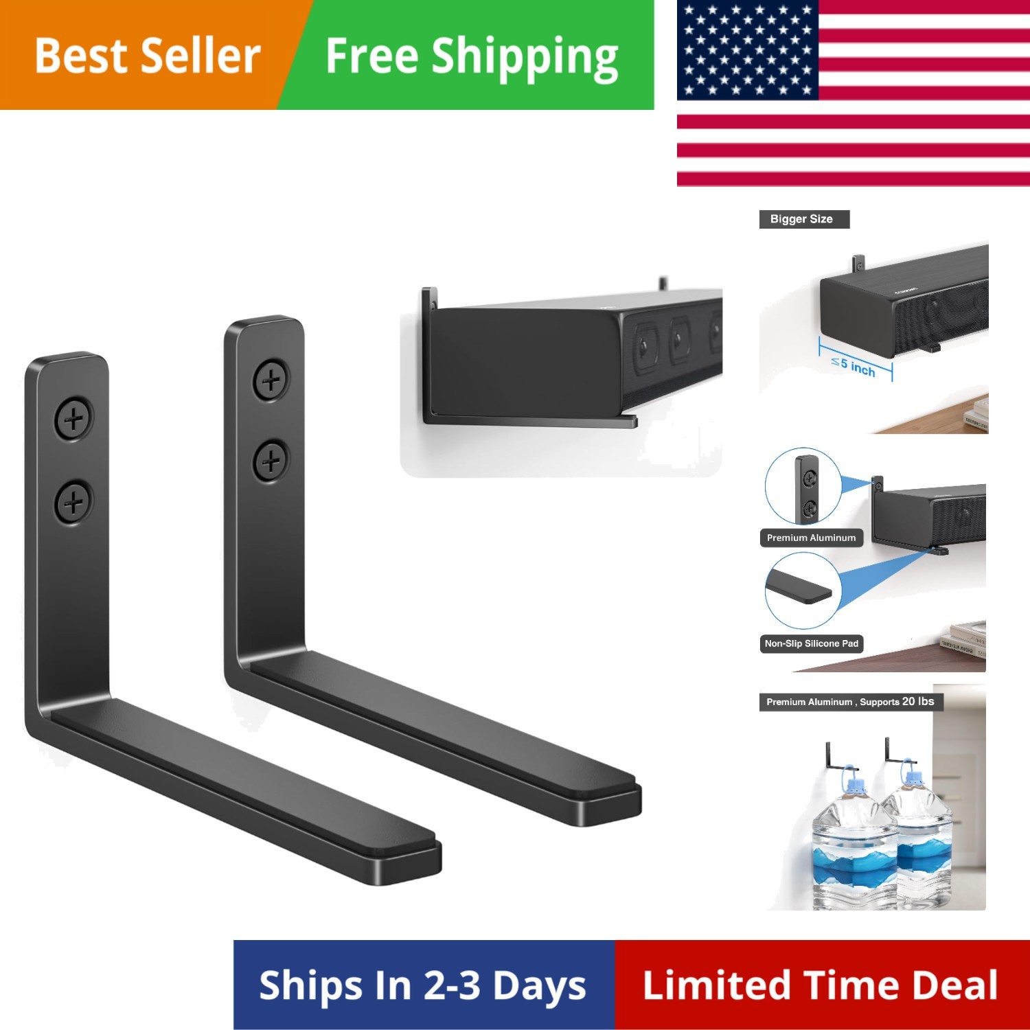 Sound Bar Mounts Under TV for Samsung, Vizio, LG, Bose and More Soundbar Moun...